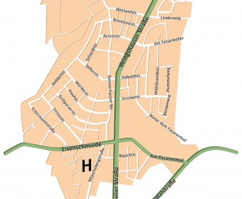 Vektorbasierte Stadtteilkarte Kassel-Fasanenhof (2012)  